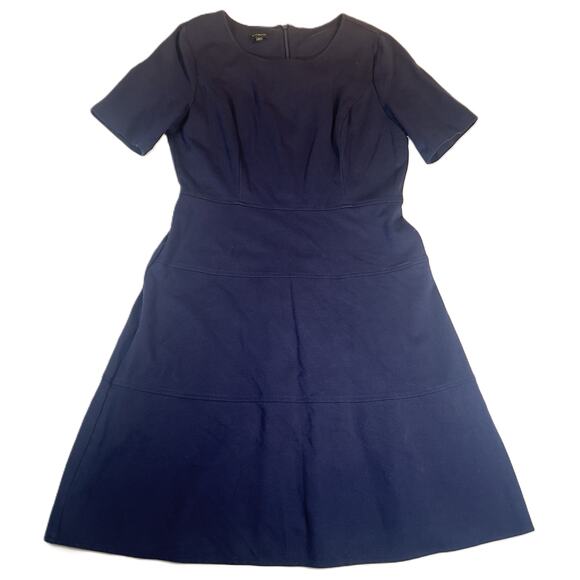 Talbots A-Line Dress Woman's 8 Peasant Rear Zip Just Above Knee ~37" L Navy Blue - Picture 1 of 11